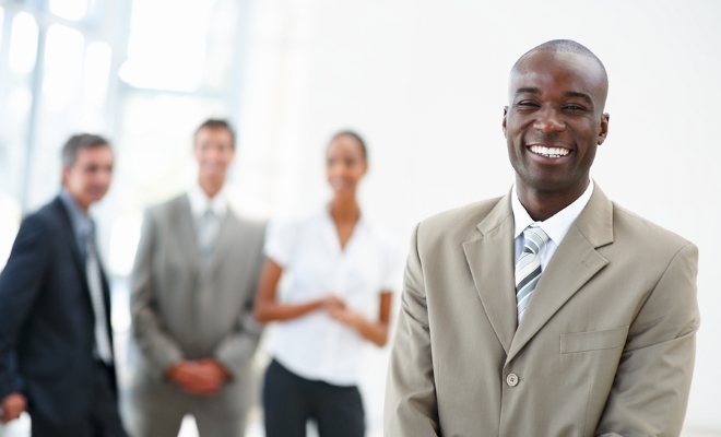 smiling professional man in suit